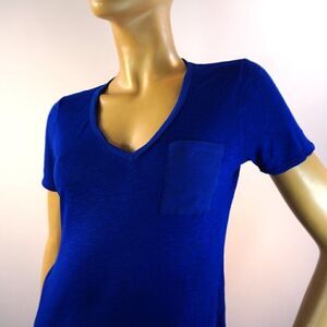 Calvin Klein Jeans Blue Casual Pocket V Neck Tee Size Small